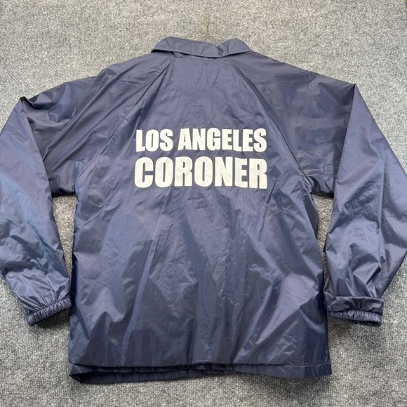 VTG 90s Los Angeles Coroner Coach Jacket Mens S Augusta Sportswear Navy Blue