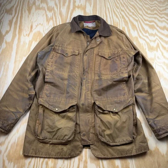 VTG Filson Shelter Cloth Waterfowl Coat Mens M Brown Waxed Canvas Hunting Jacket