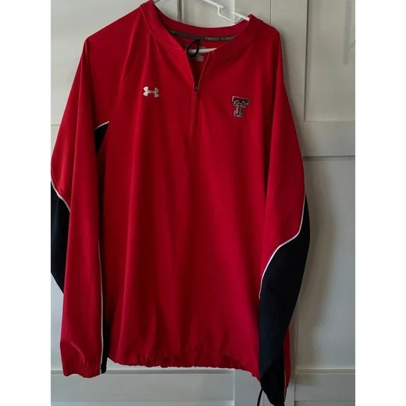Under Armour Mens Texas Tech Red‎ Raiders Quarter Zip Windbreaker Red XL Loose