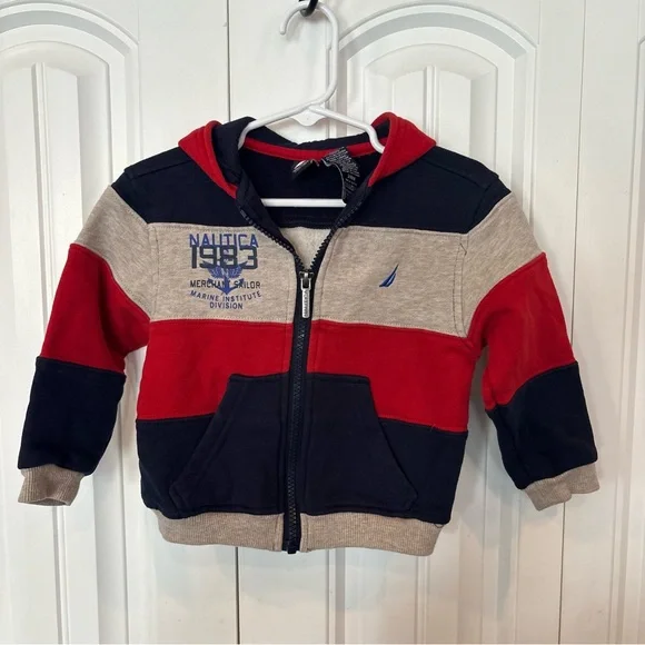 Nautica Stripe Zip Up Jacket Size 24‎ Months