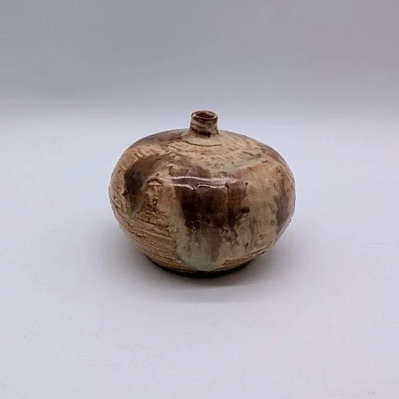 Vtg Studio Pottery Stoneware Signed Bud Vase Weed Pot 2.5