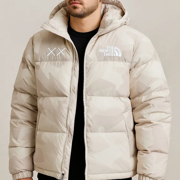 KAWS x The North Face Retro 1996 Nuptse Jacket Moonlight Ivory Men’s L NWT