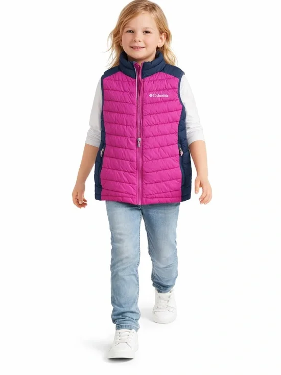 Columbia Girls Pink‎ Navy Blue Omni-Heat Puffer Vest Size Small 8