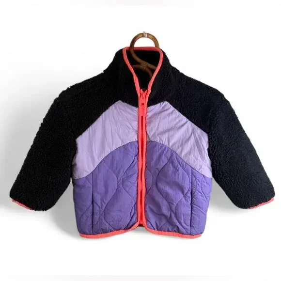 Cotton On Cleo Teddy Kids Black and Purple Jacket size 1-2
