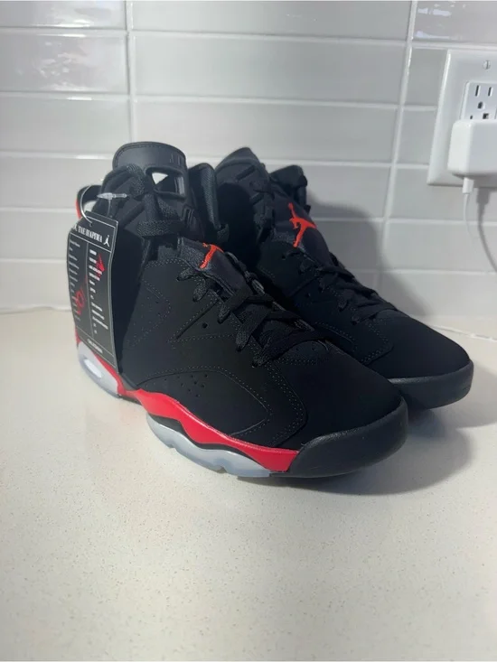 Jordan Black and Red High-Top Sneakers