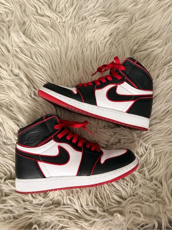 Jordan Kids Black White Red High-Top Sneakers