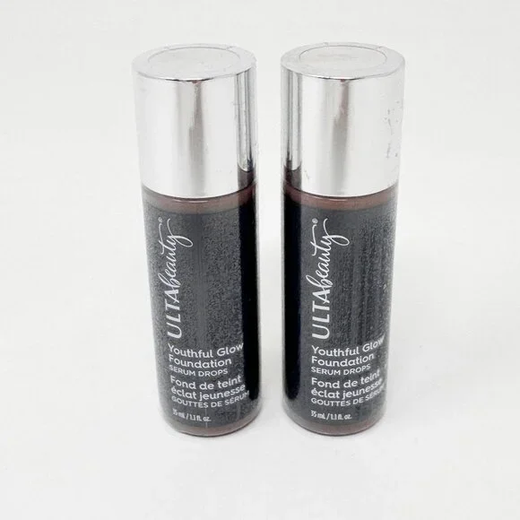 Lot of 2 - Ulta TAN WARM Beauty Youthful Glow Foundation Serum Drops  NEW SEALED