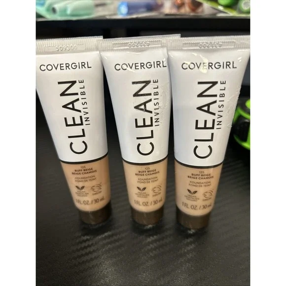 3‎ CoverGirl Clean Invisible Foundation Vegan 30ml 1oz 125 Buff Beige