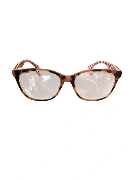 Kate Spade Tortoise Shell Cat-Eye Glasses with Pink Temple Accents