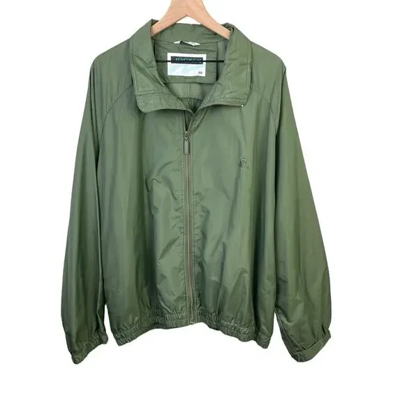 Jockey Lightweight Windbreaker Men's 2X Full Zipper Green Jacket Adjustable Cuff