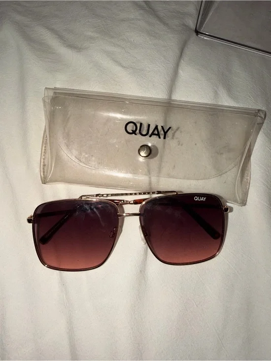 Quay Australia Rose Gold Frame Sunglasses with Gradient Brown Lenses