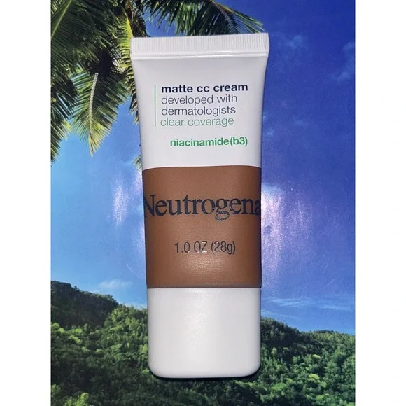 Neutrogena Clear Coverage Matte CC Cream Mahogany 8.5 Niacinamide 1oz Full Cover