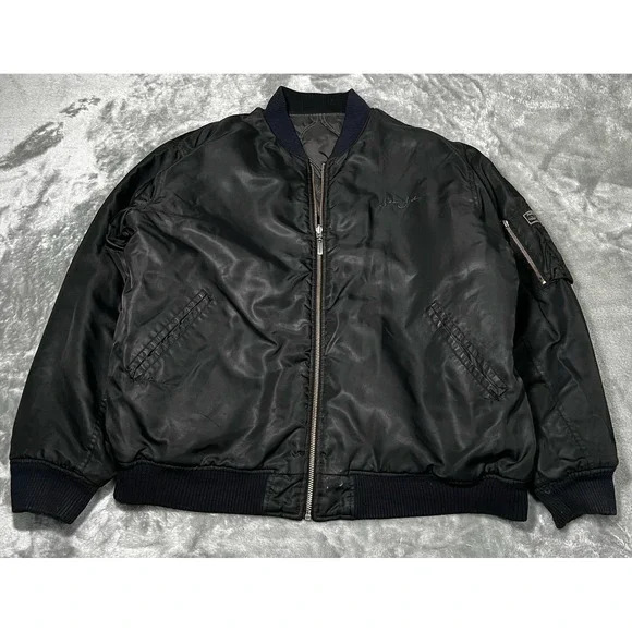 Sean John Jacket Men Size Large Reversible Bomber Puffer Coat Y2K Black
