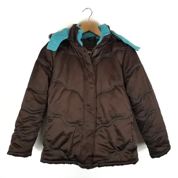 Rothschild Girls Brown Satin Hooded Coat Size Large 14