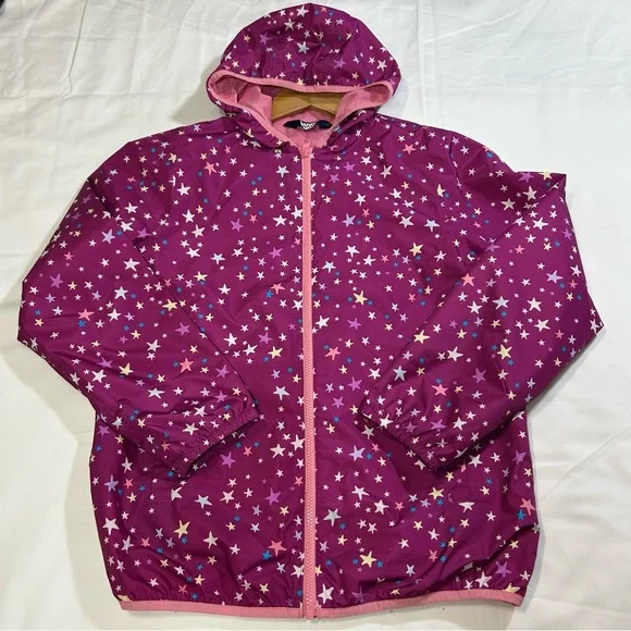 Lands' End Girls Waterproof Hooded Packable Rain Jacket XL 14/16