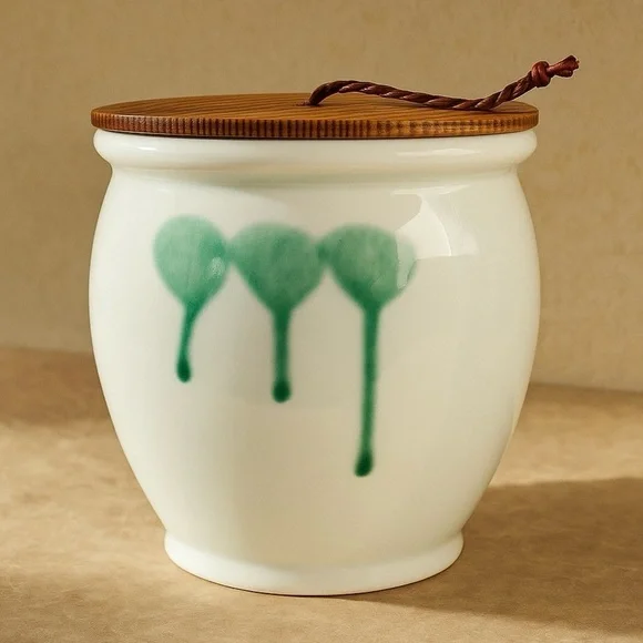 Tokoname Ware Hisamatsu Kiln Urn Vase with Wooden Lid