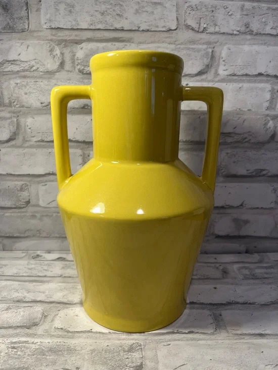 Sporvil Bright Yellow Ceramic Double-Handled Vase - Home Accents Portugal urn