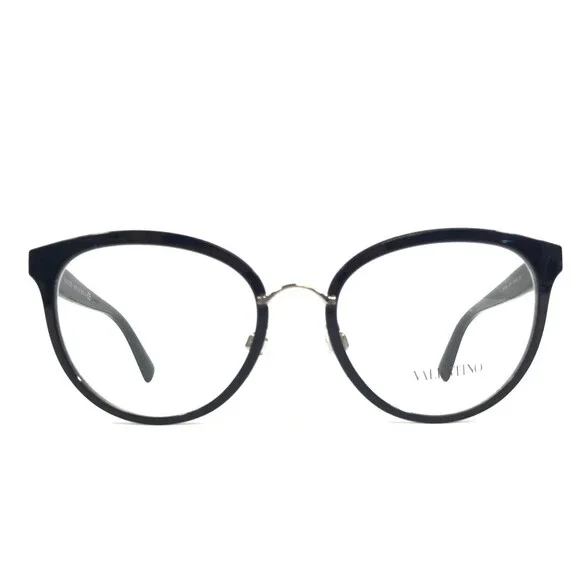 Valentino Eyeglasses Frames VA1004 3010 Blue Silver Cat Eye Full Rim 52-19-140