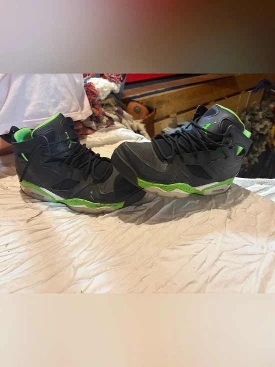 Jordan Black with Neon Green Accent High-Top Sneakers
