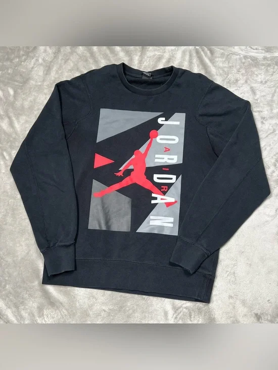 Jordan Jumpan Block Fleece Sweatshirt Mens L Black Spellout Pullover 658311 011