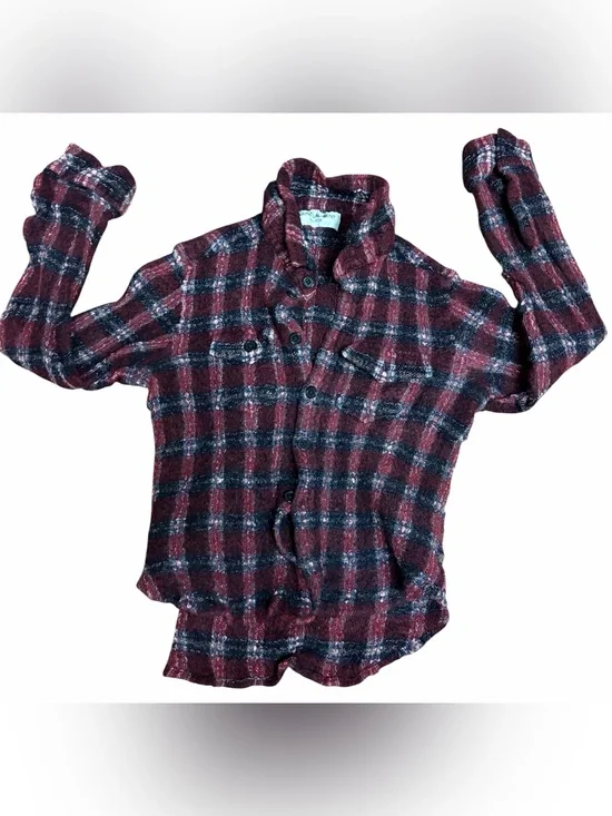 Saint Laurent Burgundy and Black Plaid Shirt
