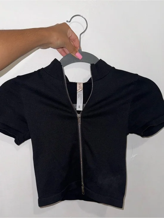 Black Zip-Front Top