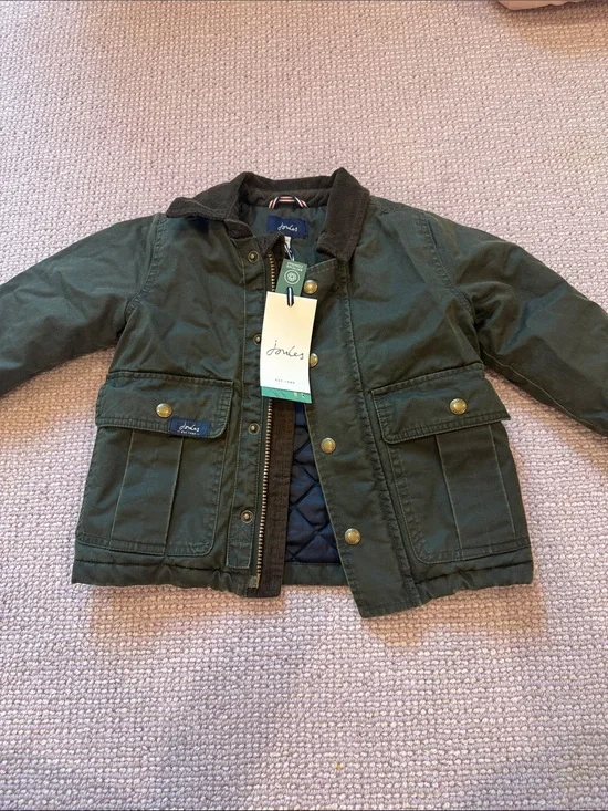 Joules Kids Dark Olive Green Quilted-Lined Puffer Jacket
