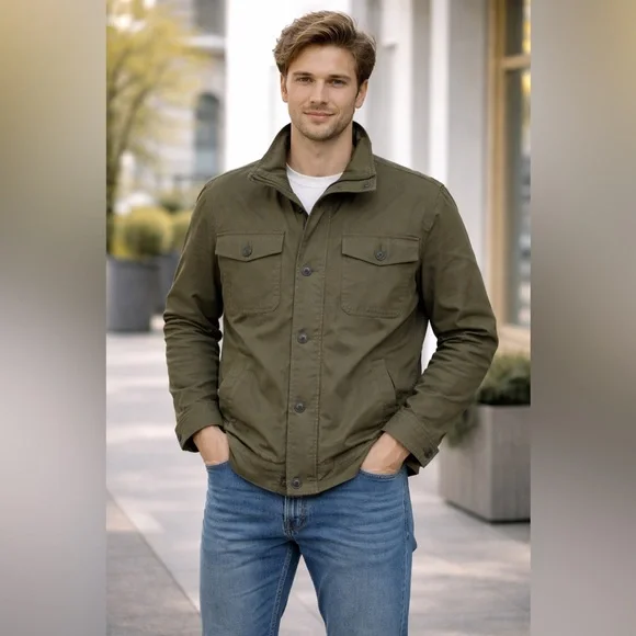 Abercrombie & Fitch overshirt jacket in olive army green size small full zip