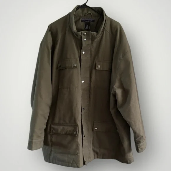 SYNRGY DXL Olive Green Canvas Military Field Jacket  Lined Mens 3XL