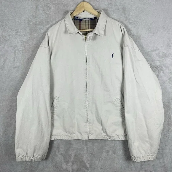 Vtg 90s Polo Ralph Lauren Harrington Bi-Swing Jacket XXL Flannel Lined Cotton