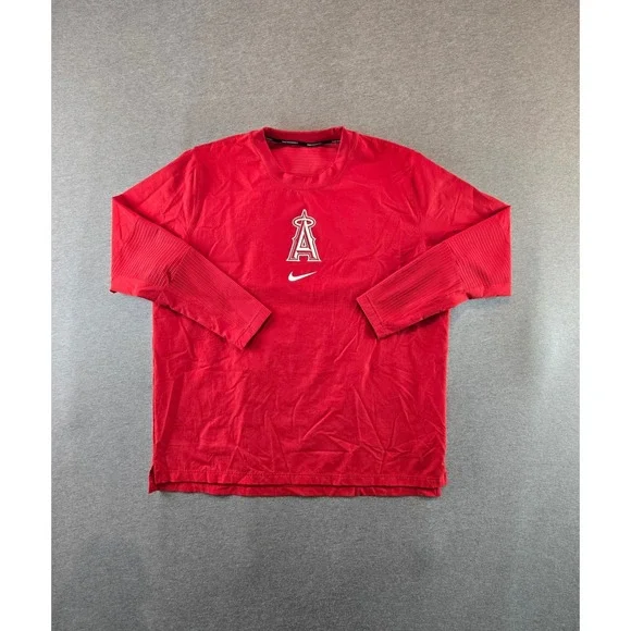 Nike Los Angeles Angels Jacket Mens L Red Authentic Player Performance Pullover