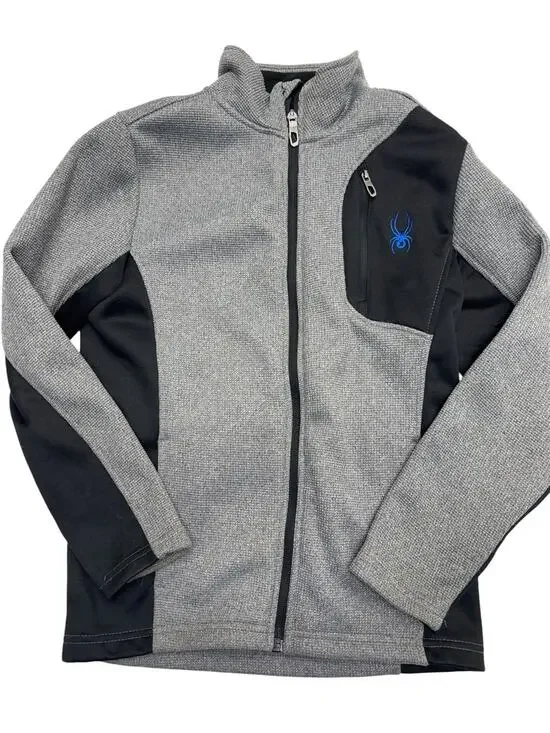 SPYDER Kids Medium (10/12) Gray Blue Full Zip Sweatshirt Jacket