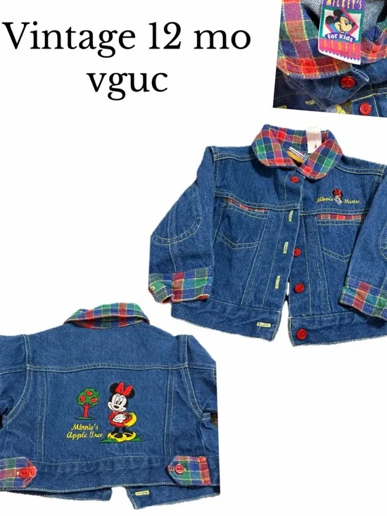 Vintage 12 Monty Disney Minnie Mouse denim jacket apples