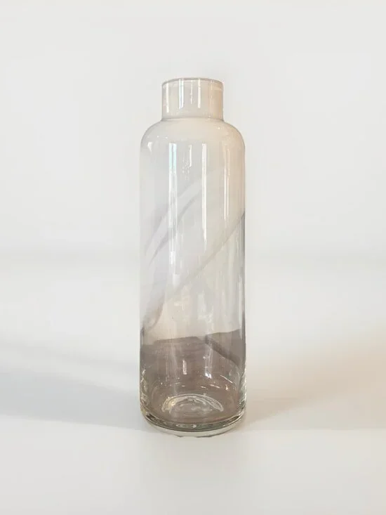 Tall Decorative Glass Vase White Swirl
