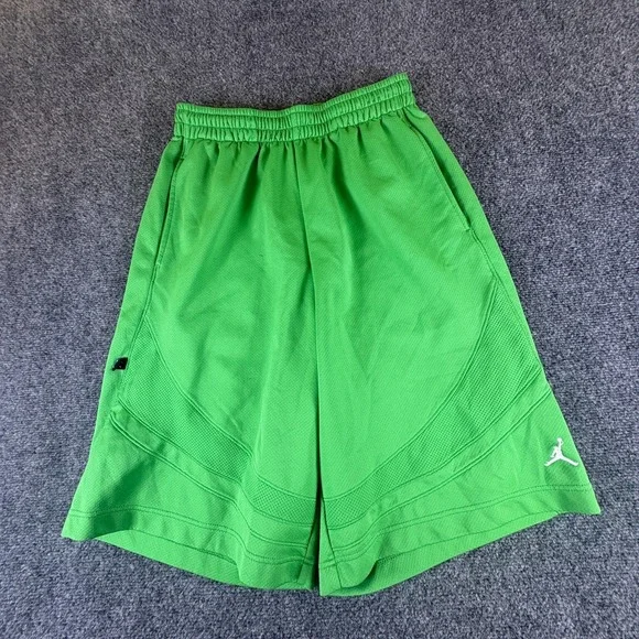 Air Jordan Jumpman Basketball Shorts Mens 28x11 Green Logo Mesh Performance