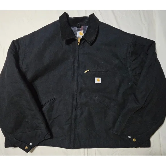 Carhartt Detroit Jacket Mens 4XL Black Blanket Lined Duck Canvas J0001 BLK USA