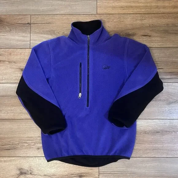 Vintage Lowe Alpine Fleece 1/2 Zip Pullover Sweatshirt Purple Black USA Made S