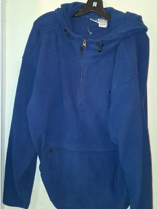 The North Face Jacket MEN SZ:XXL BLUE Anorak1/4 Zip Hoodie Fleece Lined POCKET..