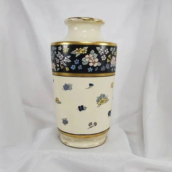 Antique J.H. Stouffer Hand Painted Floral  Vase Art Nouveau 8.5