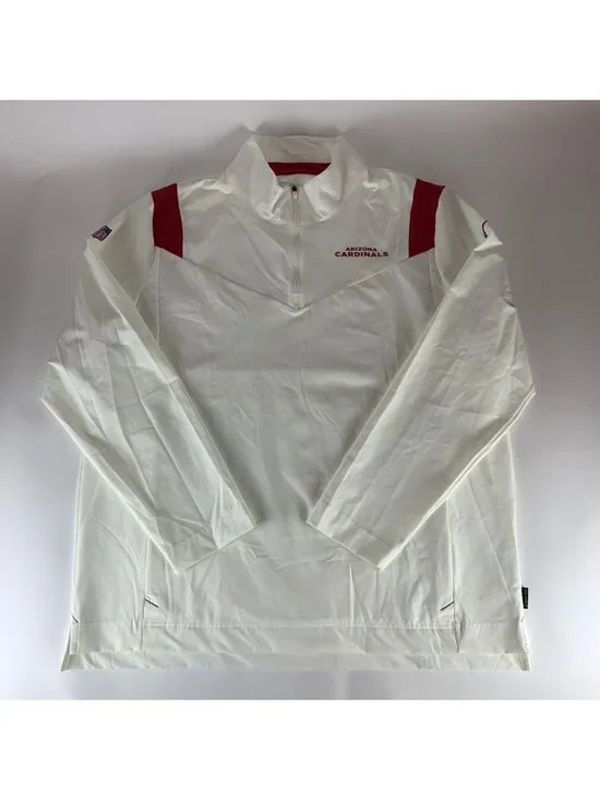 Arizona Cardinals NFL White Red Nike Dri Fit 1/4 Zip Pullover Jacket Mens XL