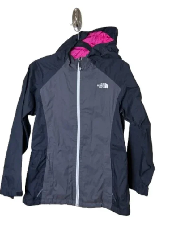 The North Face Girls' Triclimate Jacket Black Grey & Hot Pink Size XL