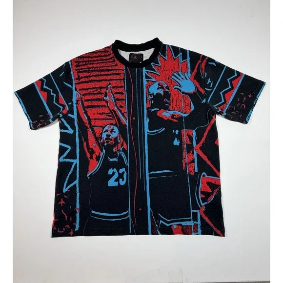 Nike Air Jordan DNA T-Shirt AOP Michael Jordan Blue Red Black CJ6093-657 Large