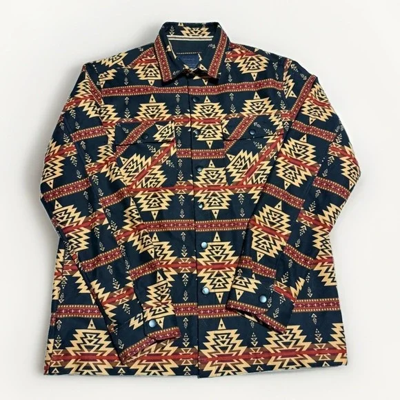 Nomad Aztec Twill Shacket Men's Medium Tobacco Black Western