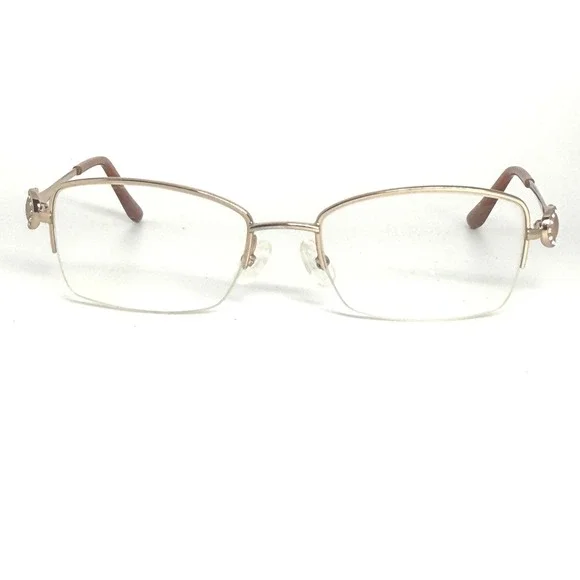 Salvatore Ferragamo Womens Eyeglasses Gold Gancini Rhinestone‎ 52 18 130 688