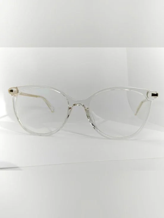 Atitude. Clear Round Frame Gold Temples. Women's Glasses - Transparent