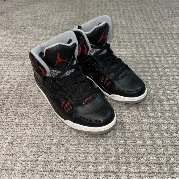 Jordan Flight 45 High Black Varsity Red Stealth Sneakers 538698-020 Mens 8