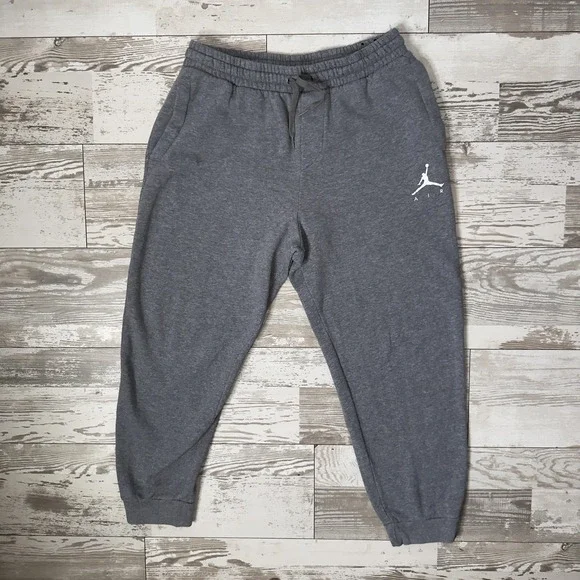 Jordan Sweatpants Mens Medium Gray Fleece Joggers Elastic Waist Pockets Jumpman