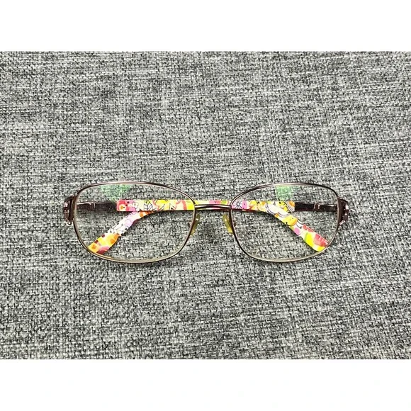 Vera Bradley Greta Clementine Floral Oval Eyeglasses Brown Metal 56-16-135 CLM