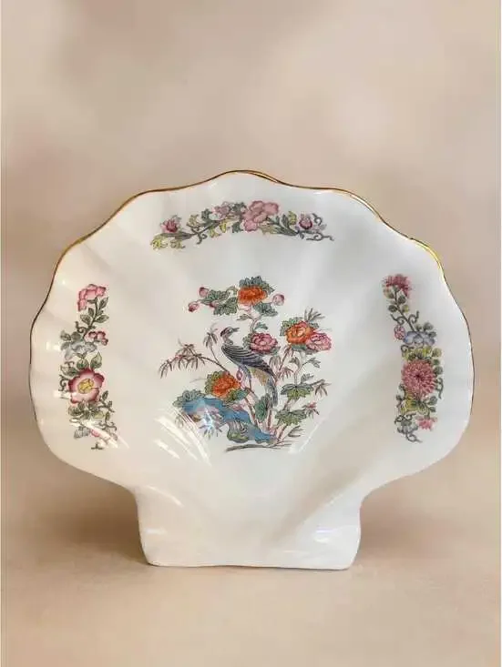 Vintage Wedgwood Kutani Crane Shell Trinket Dish – Bone China Made in England