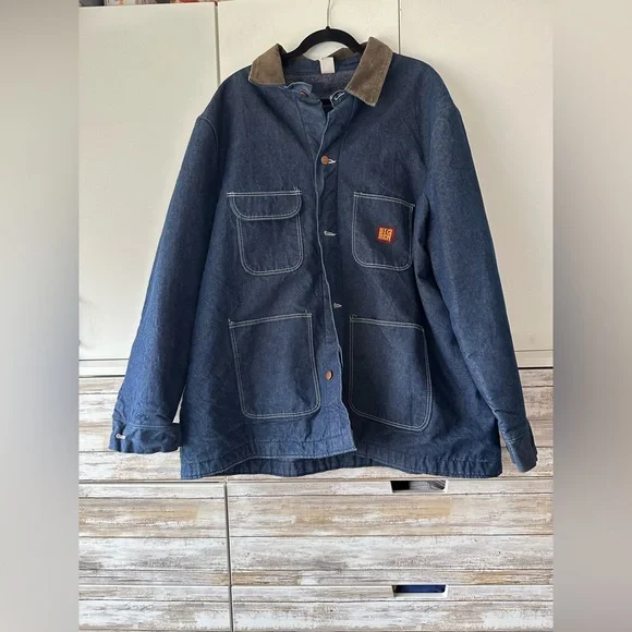 🧥 Vintage Big Ben Wrangler Blanket Lined Denim Chore Coat USA Size 52